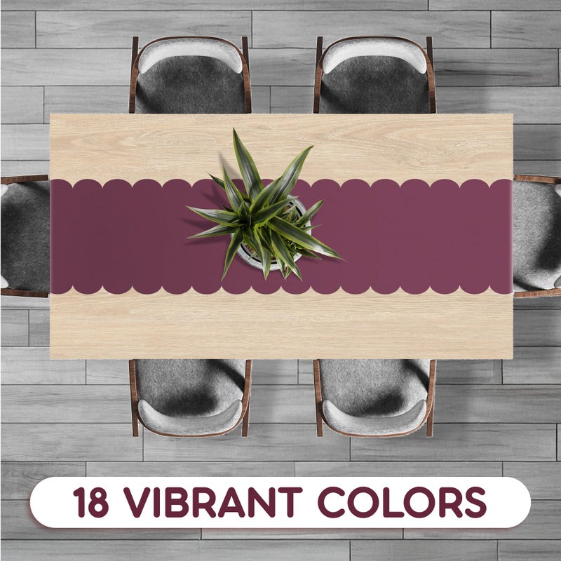 Swanoo Burgundy Plastic Disposable Table Runner. 5 Pack 14 x 108 inch. Scallop Table Runner Adds A Pop of Color to Your Party Table, by Swanoo - Image 4